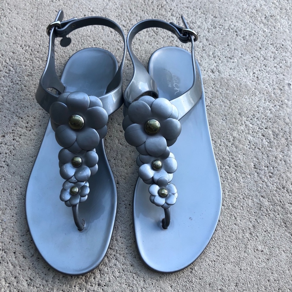 Coach Haylee Grey Jelly Flower Sandals